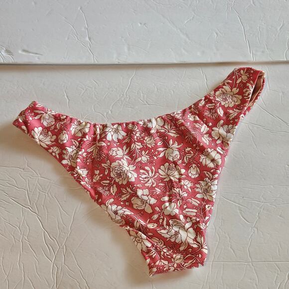 J Crew Curved-waist Cheeky Bikini Bottom Pink Floral Women's Medium Swim Beach - Picture 2 of 5